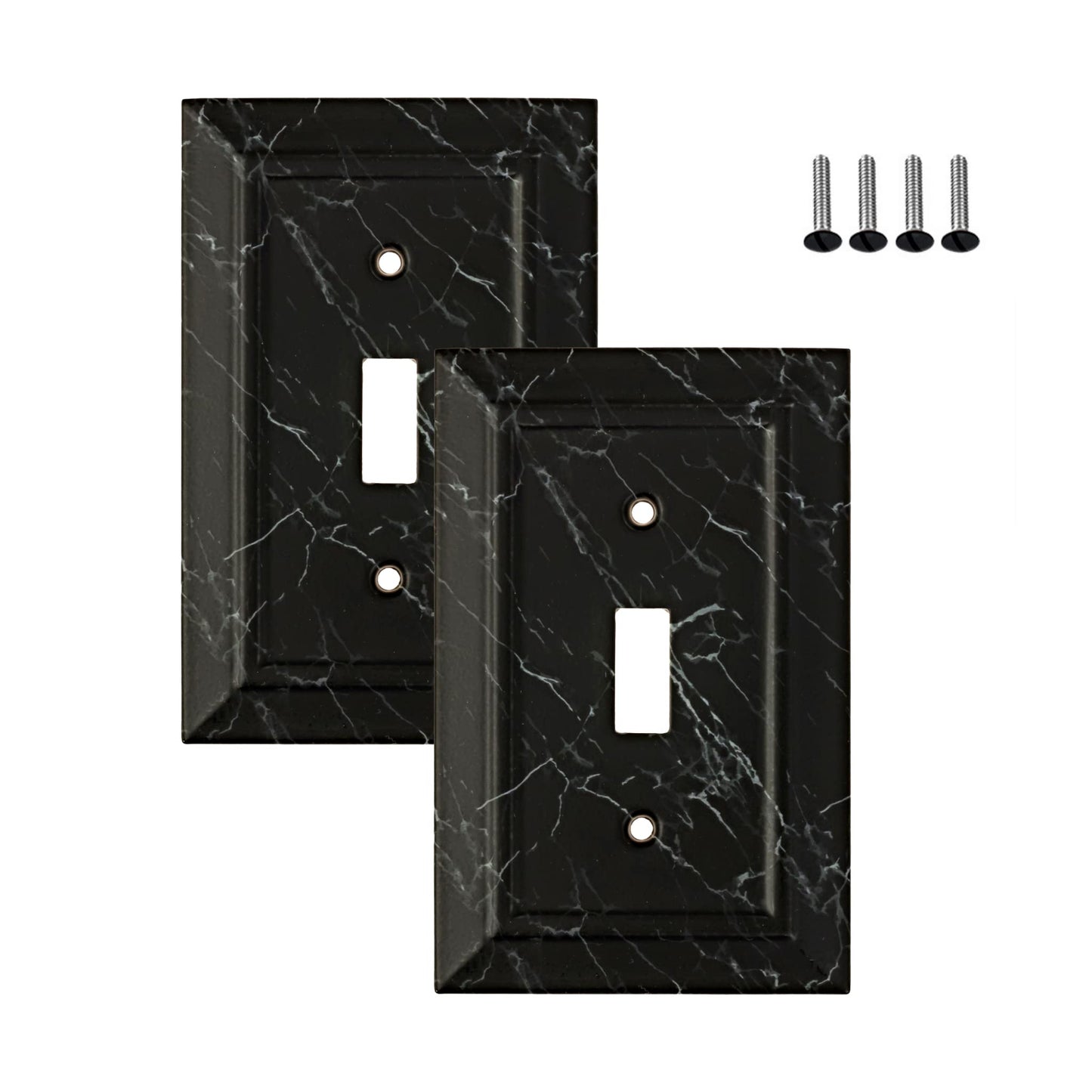 Marbled Majesty Wall Plate Collection - Black