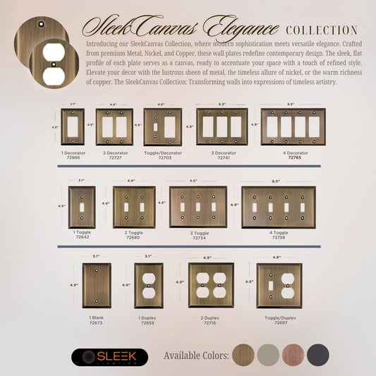 Sleek Canvas Elegance Wall Plate Collection - Antique Brass