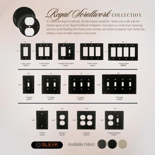 Regal Scrollwork Wall Plate Collection - Black